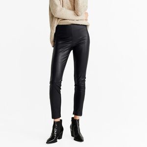 Mango Black Faux Leather Zipper Ankle Pants - M